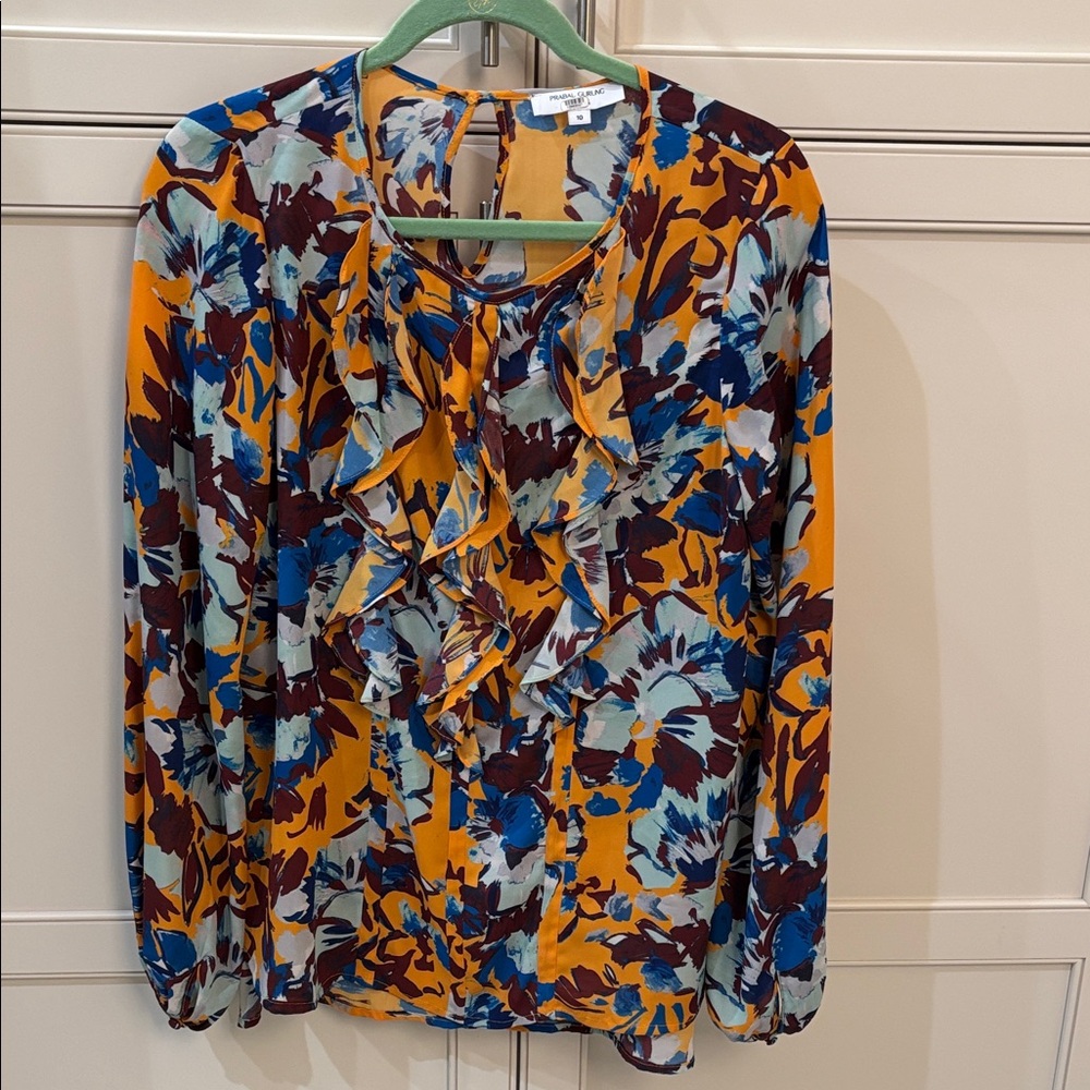 Prabal Gurung Multicolor Floral Ruffle Blouse
